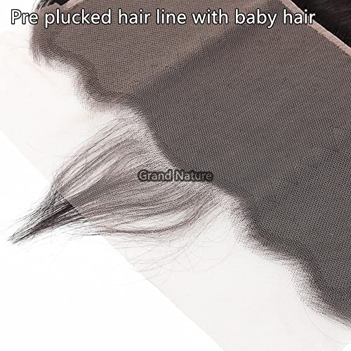 Grand Nature Frontal HD Lace Closure Only, 13x6 Frontal HD Lace, 5x5 HD Lace Closure Body Wave, Straight 4x4 Closure, 13x4 Lace Frontal HD Lace (Straight, 12"-13x6 Frontal)