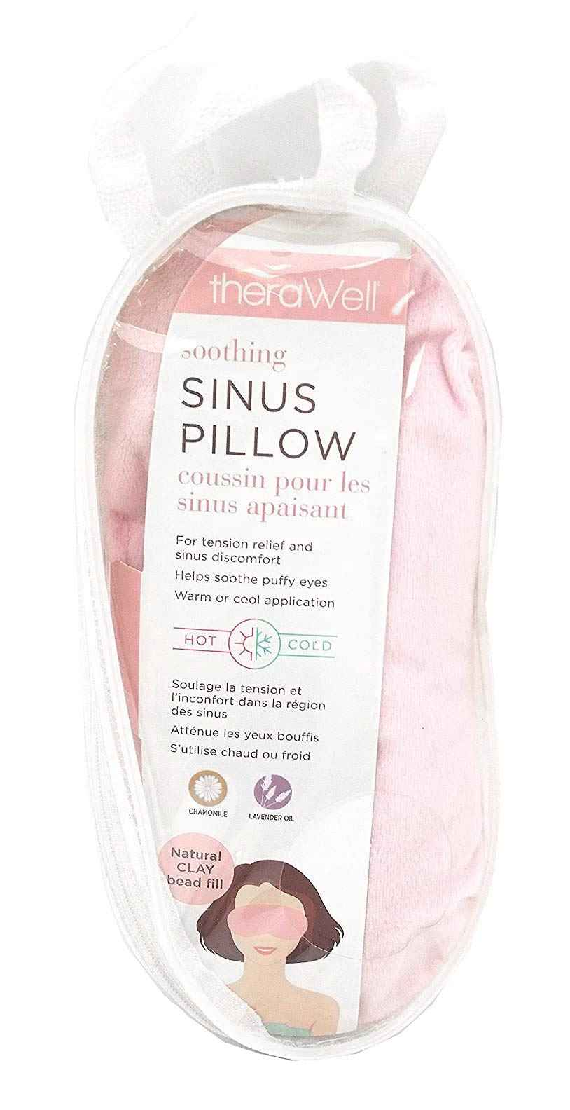 Therawell Anti-Stress Hot/Cold Clay Bead Sinus Eye Mask, Lavender & Chamomile, Pink