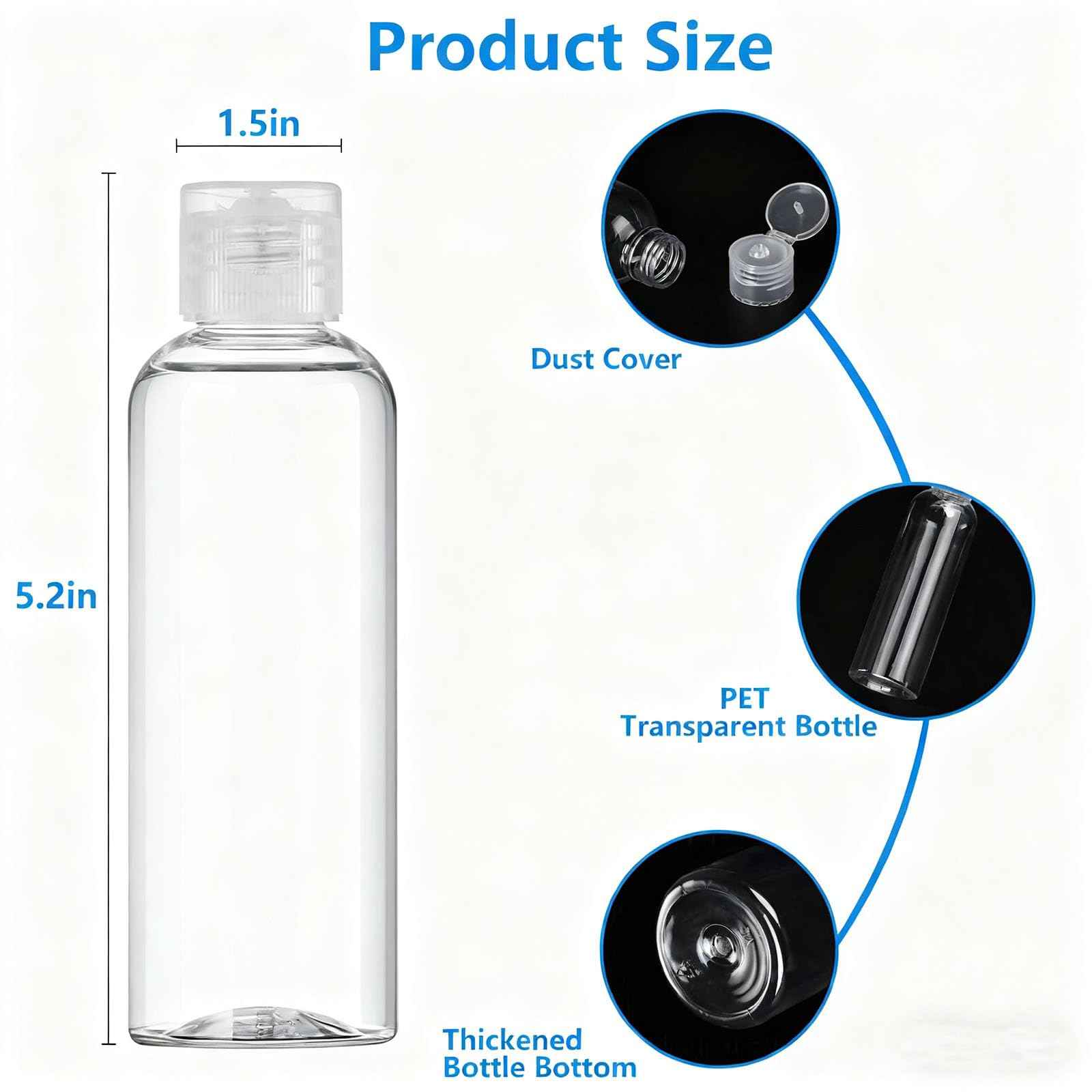 DTDNZKN 4 Pack 3.4 Oz (100ml) TSA Approved Travel Bottles for Toiletries, Leak Proof Plastic Travel Essentials Accessories with Labels