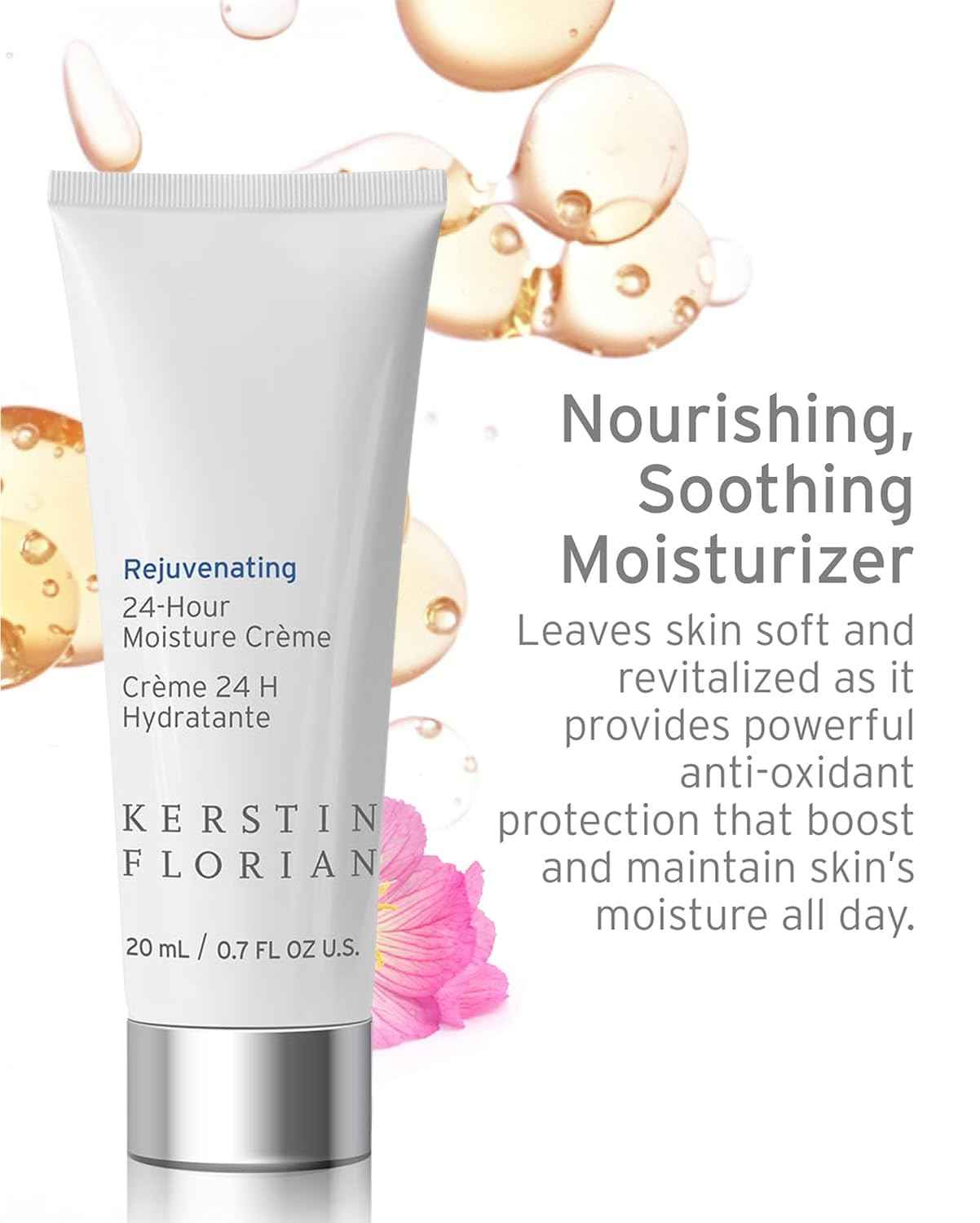 Kerstin Florian 24 Hour Moisture Creme | Travel Size | Anti Aging Face Moisturizer with Vitamin E | Hydrating Anti|Wrinkle Cream to Smooth Fine Lines | 0.7 fl oz