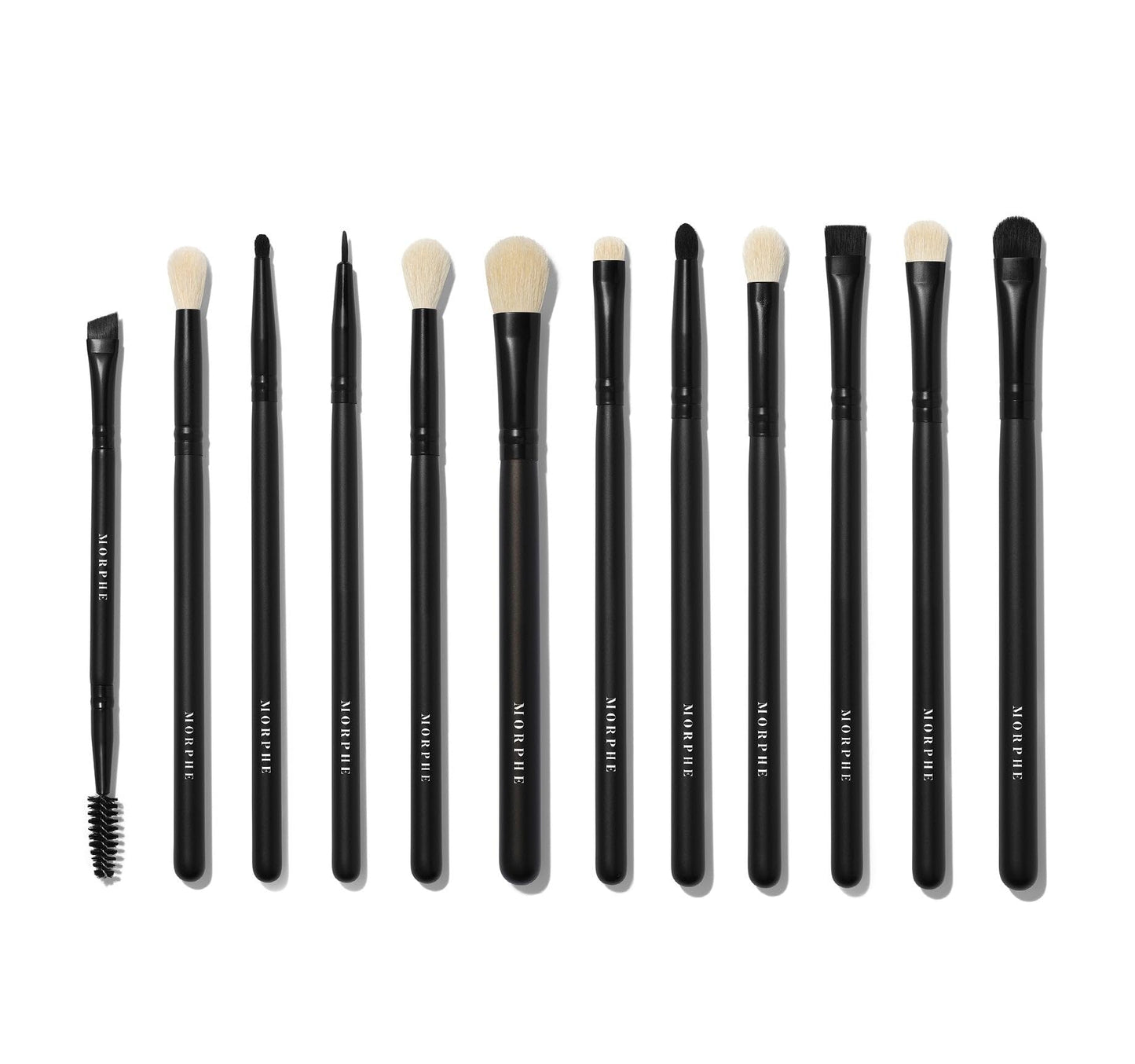 Morphe Eye Obsessed Makeup Brushes - 12 Piece Eyeshadow Brush Set - Lining, Blending & Angled Eyeshadow Brushes - Made with Natural & Synthetic Bristles and Includes Makeup Brush Case (12 Count)