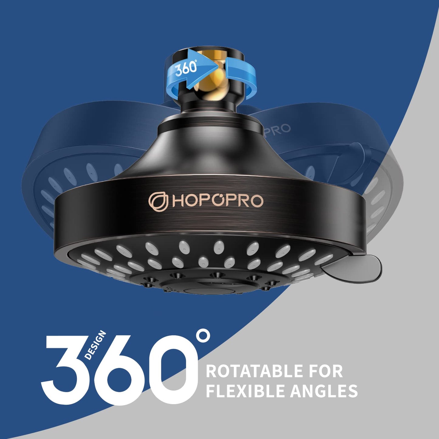 HOPOPRO 5-Mode High Pressure Shower Head - Consumer Reports, The Washington Post, NBC News, TODAY TV Show Recommended - High Flow Fixed Showerheads Bathroom Rain Showerhead (4 Inch Oil Rubbed Bronze)