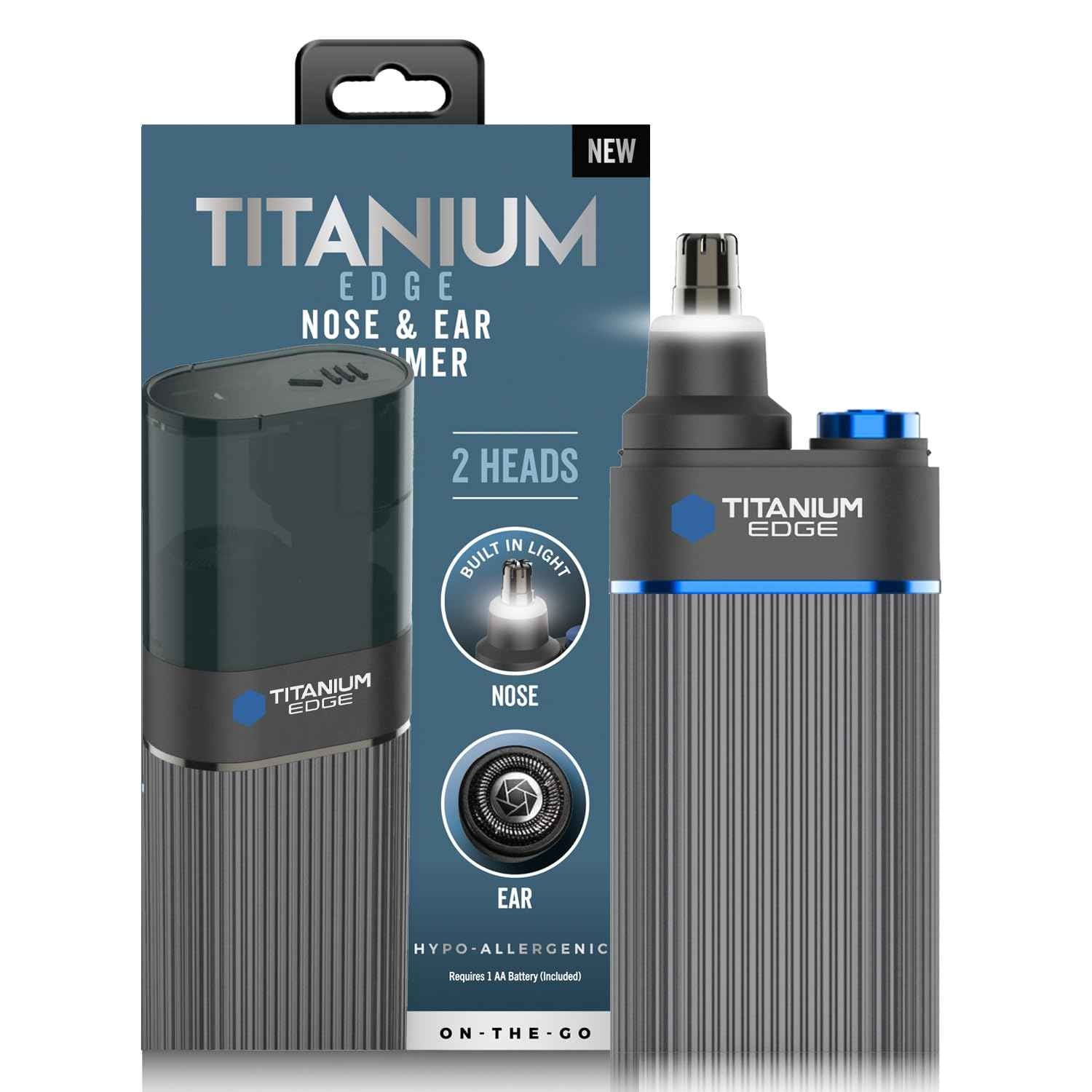 Microtouch Titanium Edge Ear & Nose Trimmer – Dual Rotary Blade Heads with Light – Water Resistant – Travel Friendly – Durable Design – Titanium Coated Blades for Precise, Comfortable Grooming