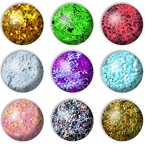 Wenida 9 Bottle Holographic Christmas Glitter Set