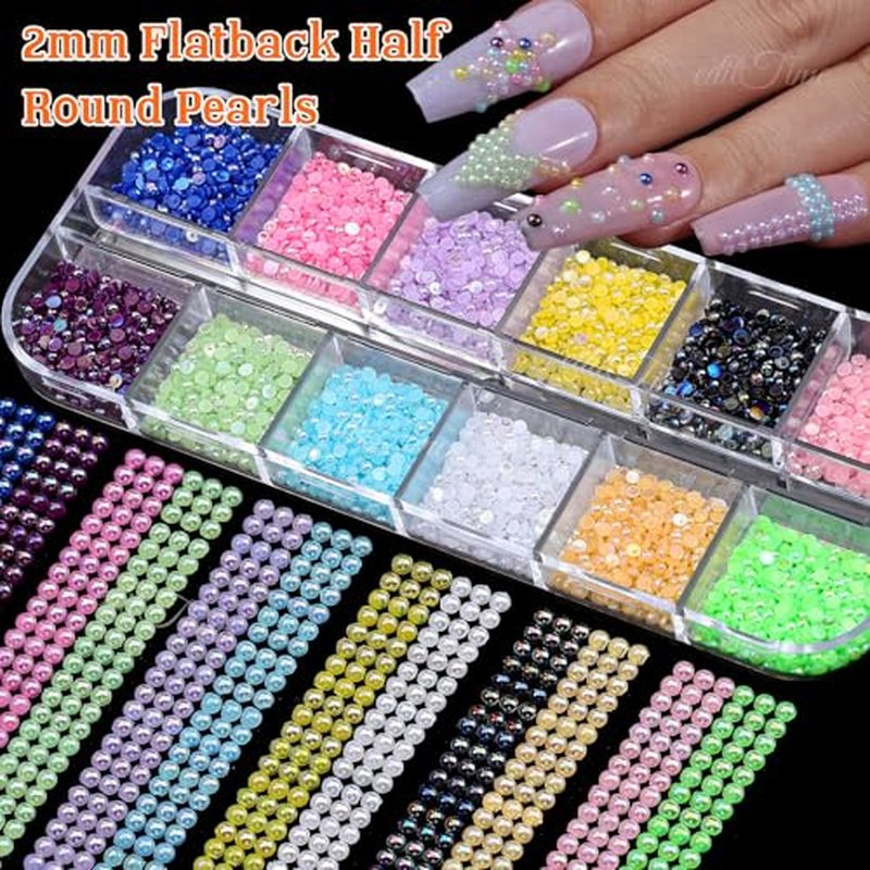 20000pcs 2mm Crystal Nail Rhinestones Kit with Storage Box