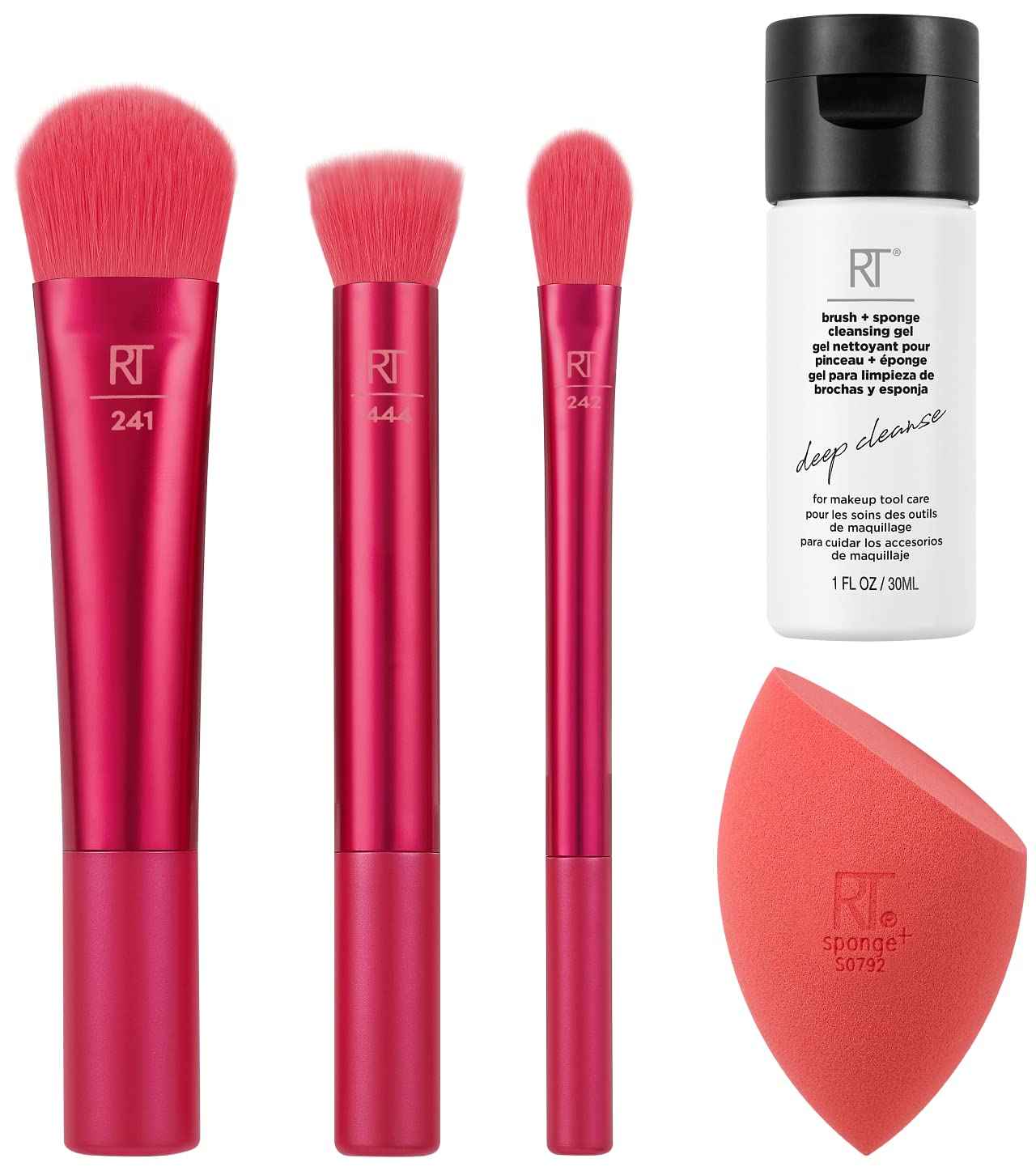Real Techniques Limited Edition Sparkle + Sleigh Makeup Brush & Sponge Kit, Makeup Spone Blender & Face Brushes For Flawless Finish, 5 Piece Holiday Gift Set