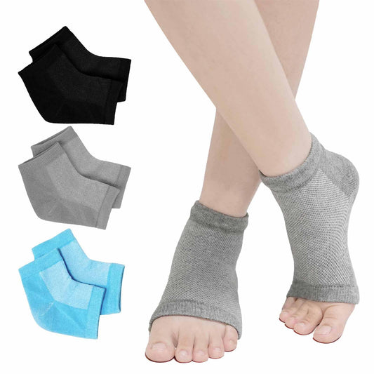ZAKASA Moisturizing Gel Heel Socks for Dry Cracked Heels Repair - 3 Pairs Gel Lined Toeless Spa Socks for Foot Care Treatment Overnight