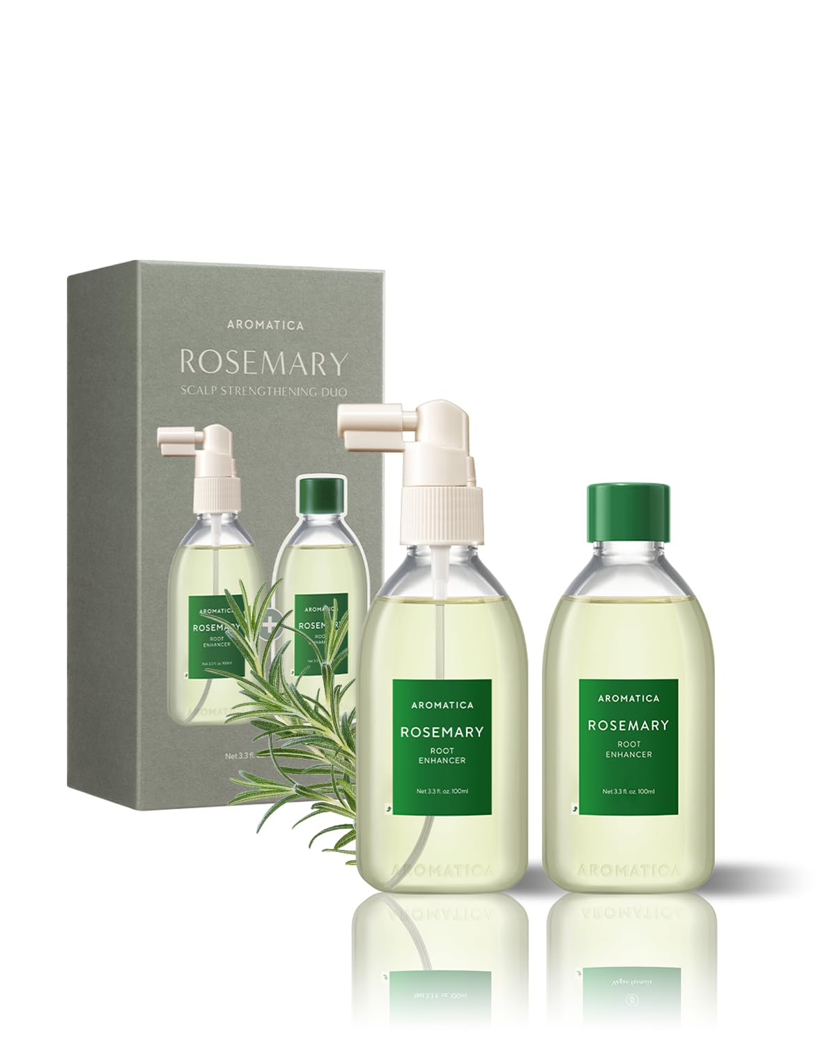 AROMATICA Rosemary Scalp Strengthening Enhancer Duo Set - Scalp Serum For Hair Growth & Itchy Scalp Treatment with Rosemary Oil | Dandruff Treatment And Oily Scalp Moisturizer