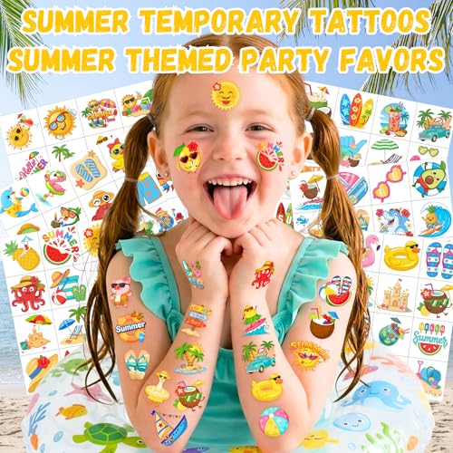 96 Summer Temporary Tattoos - Beach Party Favors