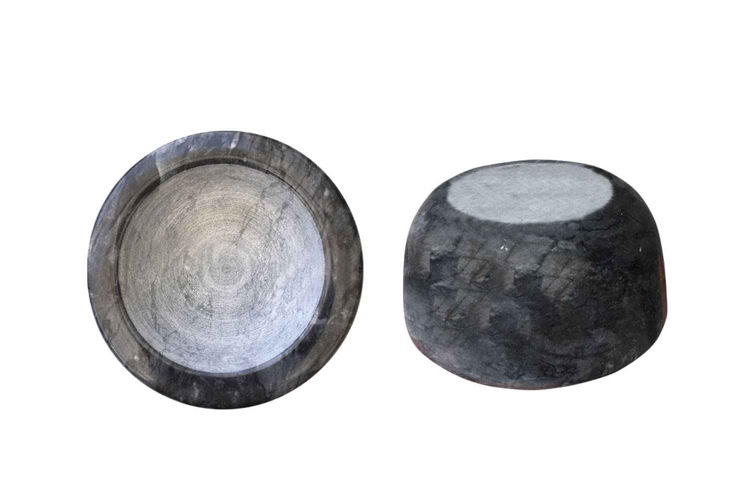 Yepmlrt Marble Shaving Bowl，Handcrafted Black Marble Later，Shaving Soap & Cream Bowl for Men，Lather Mug with Interior Grooves Builds a Rich.