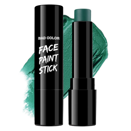 BADCOLOR Green Face Body Paint Stick, Cream Blendable Eye Black Deep Green Face Painting Kit for Sports Camo, Halloween SFX Makeup Cosplay Joker Zombie Vampire Costume Parties