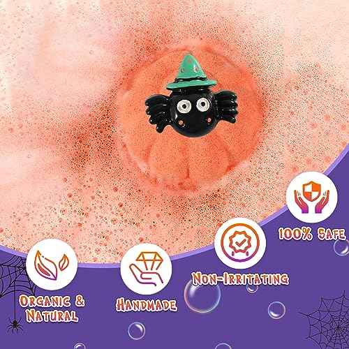 Halloween Gifts for Kids - 16pcs Halloween Bath Bombs for Kids with Toys Inside Halloween Party Favors Goodie Bag Fillers Bubble Bath with Spooky Pumpkin Bath Bombs