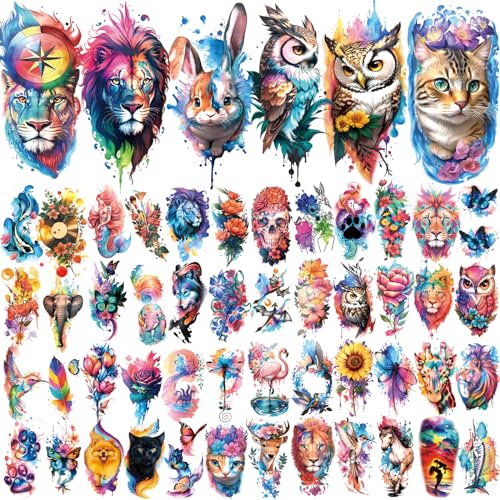 77 Sheets Temporary Tattoos, Waterproof Fake Tattoos for Adults