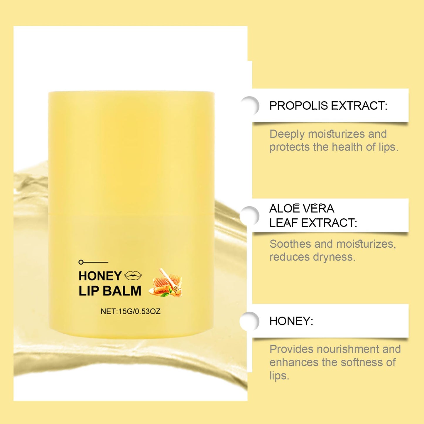 Generic Honey Bee Lip Balm, Propolis Moisturizing Lip Butter Mask Hydrating Overnight Lip Balm