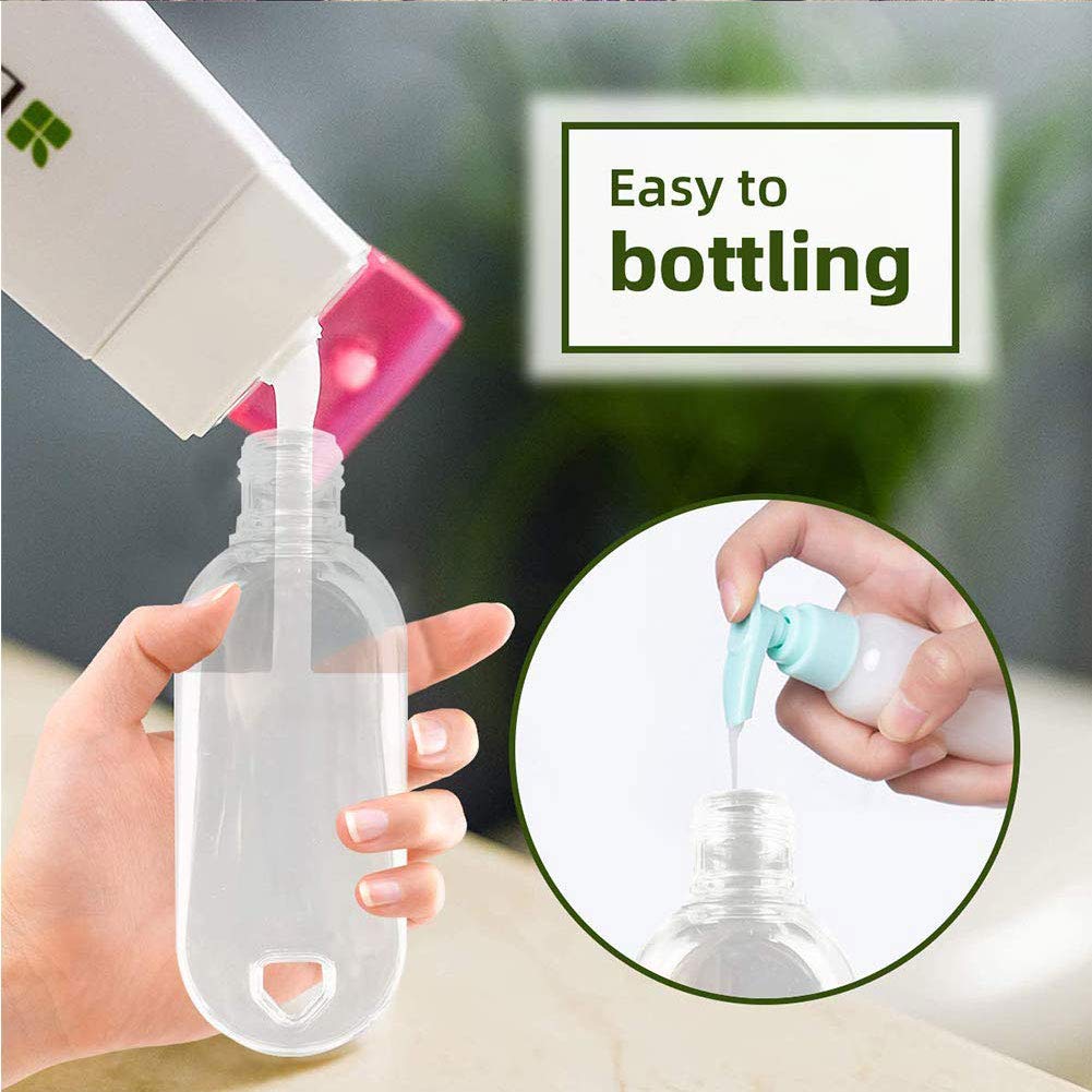 50 PCS Travel Plastic Clear Keychain Bottles, Hand sanitizer bottle containers, Leakproof Refillable Empty Bottles Portable Squeeze Containers with Flip Cap(50ml/1.7oz)