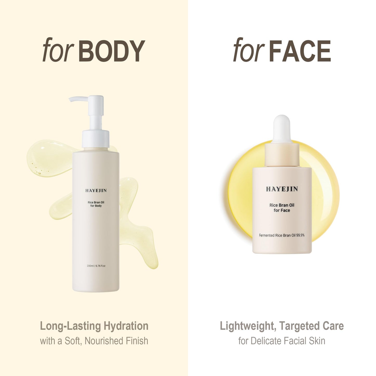 HAYEJIN Rice Bran Oil for Body | Moisturizing For Men & Women | Hydrating Body Oil w/Fermented Rice Bran Oil for Skin | Refreshing Body Oil for Dry Skin 6.76 Fl Oz