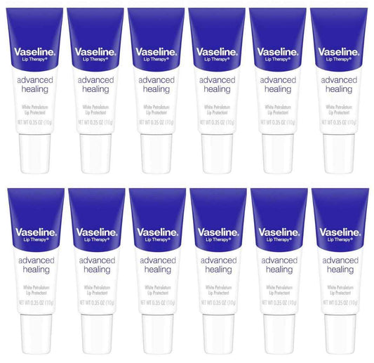 Vaseline Lip Therapy Petroleum Jelly, Advanced Formula 0.35 oz (12 pack)