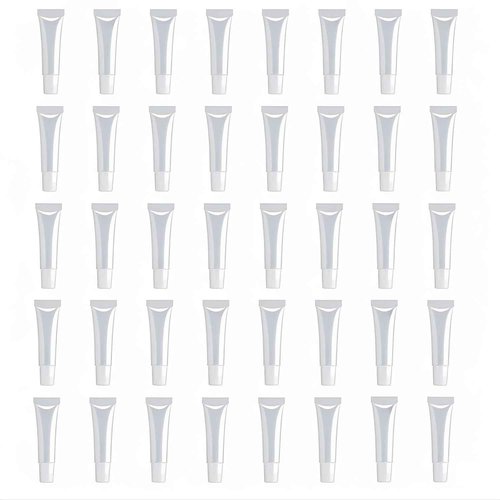 40Packs 15ML Empty Lip Gloss Tubes Clear Squeeze Lip Containers Refillable Soft Tubes Cosmetic Lip Containers for DIY Lip Gloss Balm & Travel Toiletries