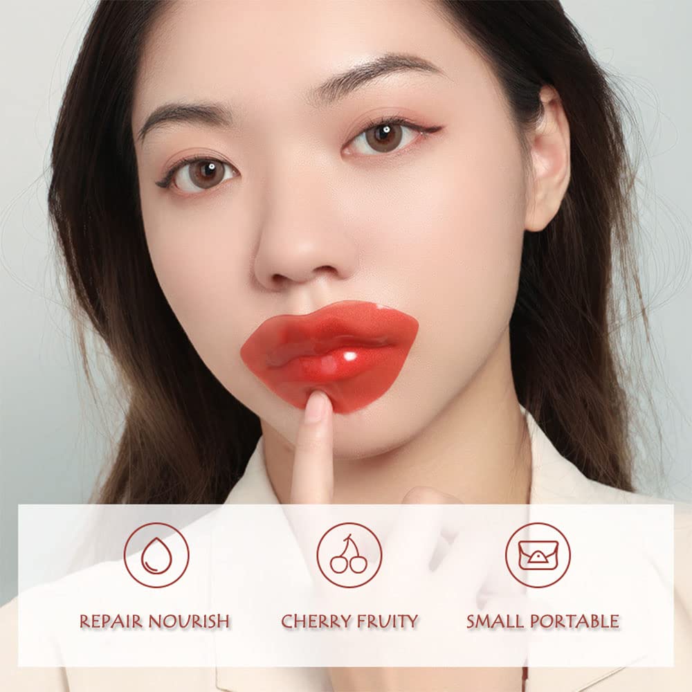 20Pcs Moisturizing Restores Moisture Lip Mask for Dry Lips and Lip Lines Overnight Lip Care, Gel Treatment Plumping Lips Mask (Red)