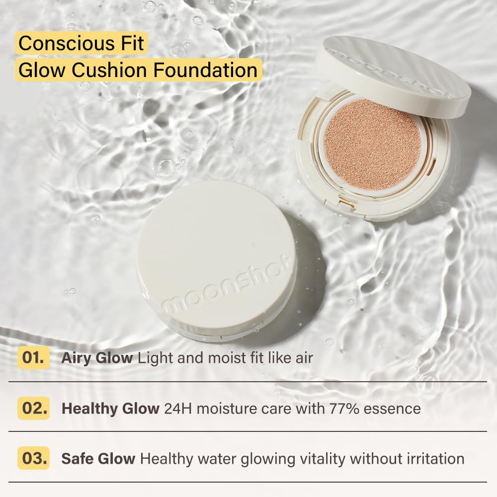 MOONSHOT KOREA Matte Fit Cushion Foundation Full Coverage Matte Finish, Breathable Makeup for Face, Long Lasting, Lightweight K-BEAUTY (21C Cosmic Peach, Matte Fit Cushion)