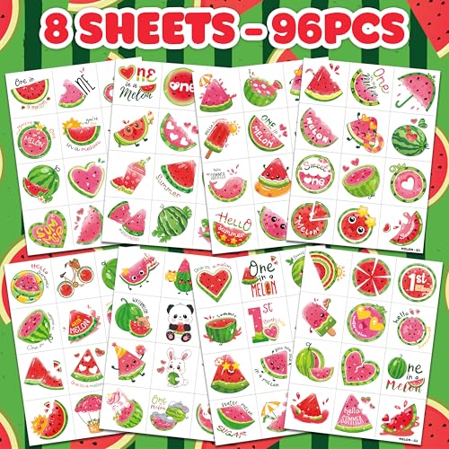 96PCS Watermelon Temporary Tattoos for Kids - Fruit Party Favors