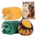 African Net Sponge Exfoliating Body Scrubber 2-Pack (Yellow & Dark Green)