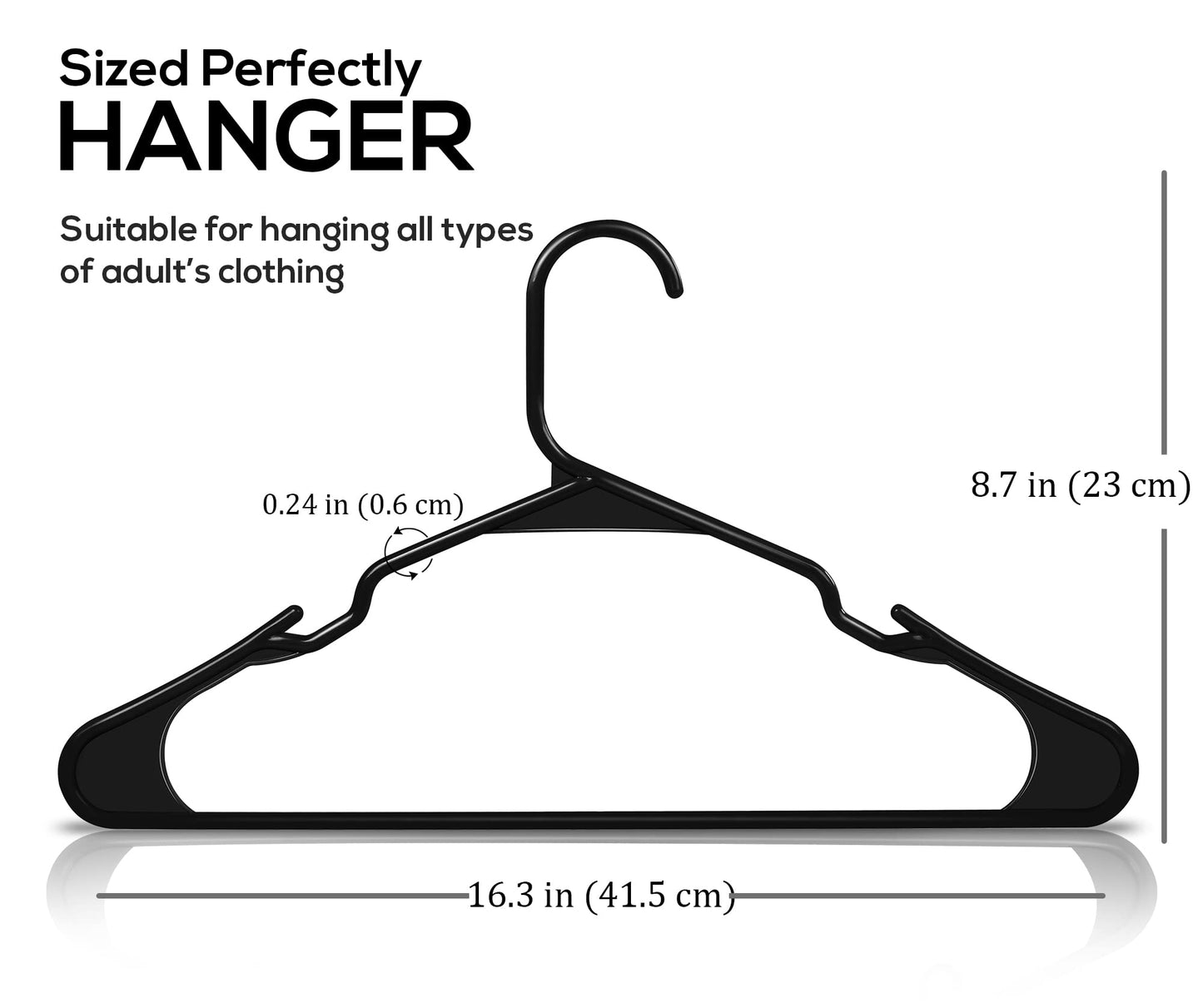 Utopia Home Clothes Hangers 200 Pack - Plastic Hangers Space Saving - Durable Coat Hanger with Shoulder Grooves (Black)