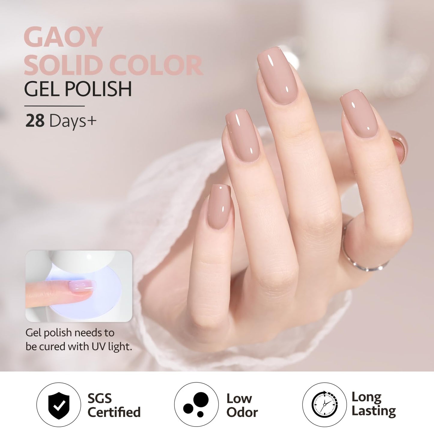 GAOY Brown Gel Nail Polish, 16ml Soak Off Gel Polish, UV Light Cure for Nail Art DIY Manicure at Home, 2007 Soft Brown