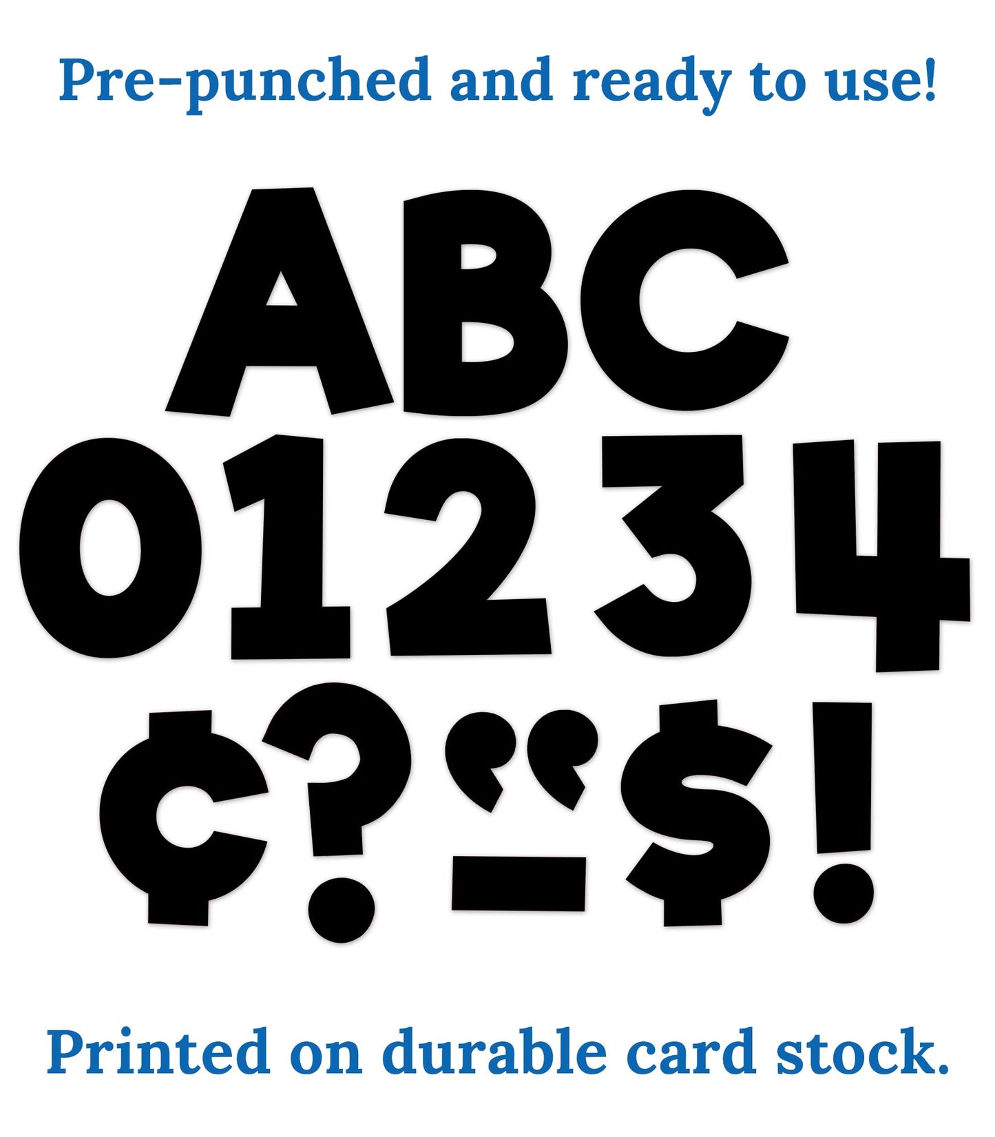 Carson Dellosa 219 Piece 4 Inch Black Cutout Letters for Bulletin Boards, Numbers, Punctuation, Symbols and More, Black Bulletin Board Letters, Black Letter Cut Outs