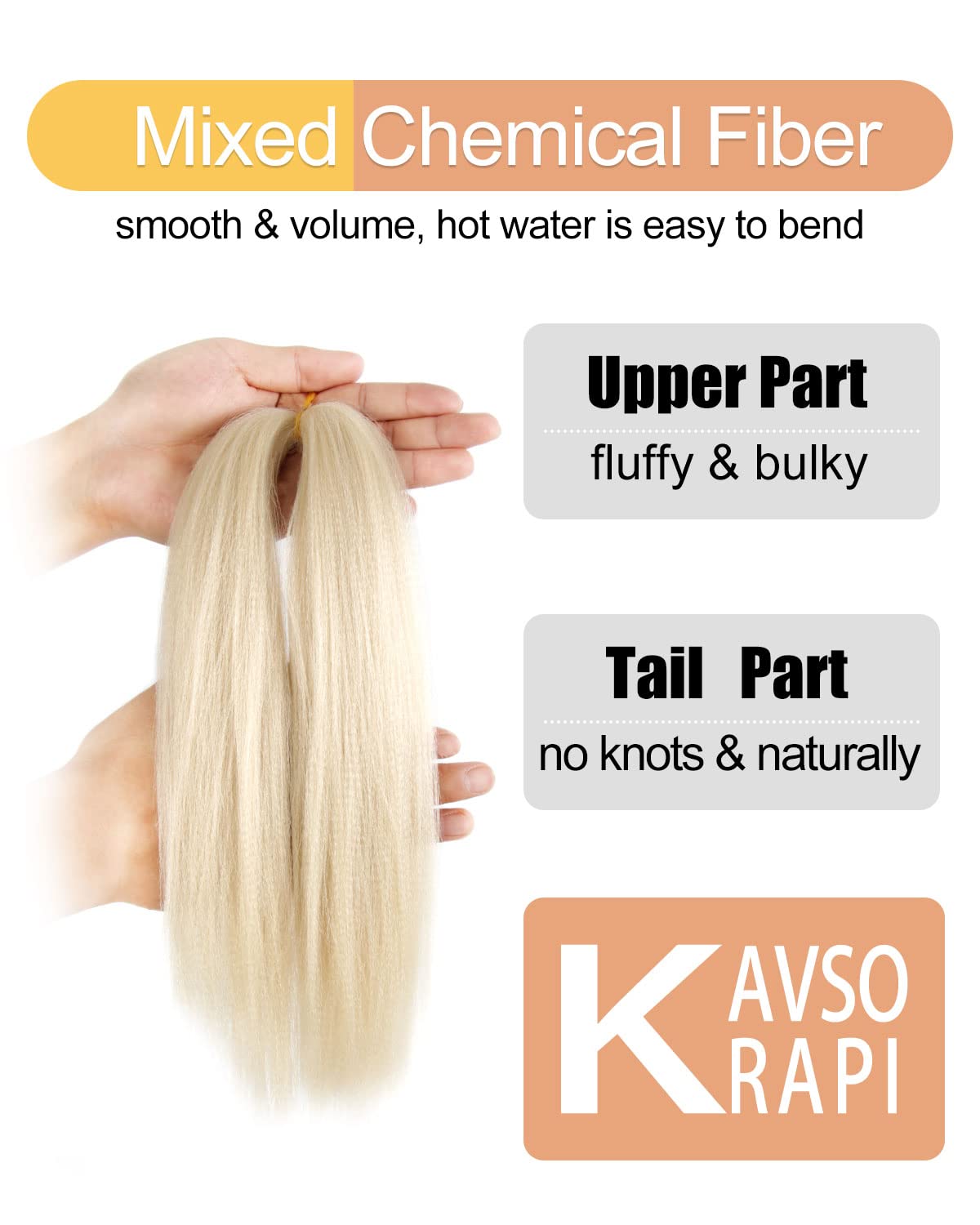 KAVSORAPI 613 Braiding Hair 12 Inch Pre Stretched Hair Colored Short Straight Crochet Braids Yaki Texture Synthetic Hair 8 Packs (613#/Blonde)