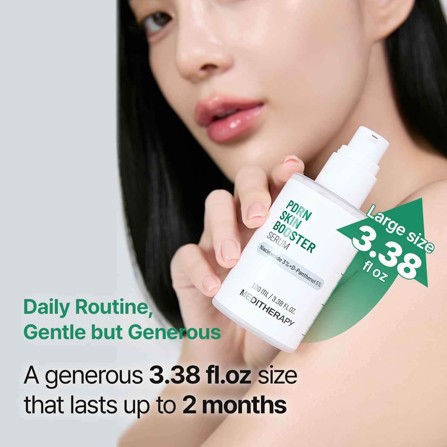 Meditherapy PDRN Skin Booster Serum – Centella PDRN & D-Panthenol for Redness Relief and Rejuvenation, Gentle Cica Facial Serum for Sensitive Care, Korean Skin Care, 100 ml (3.38 fl.oz)