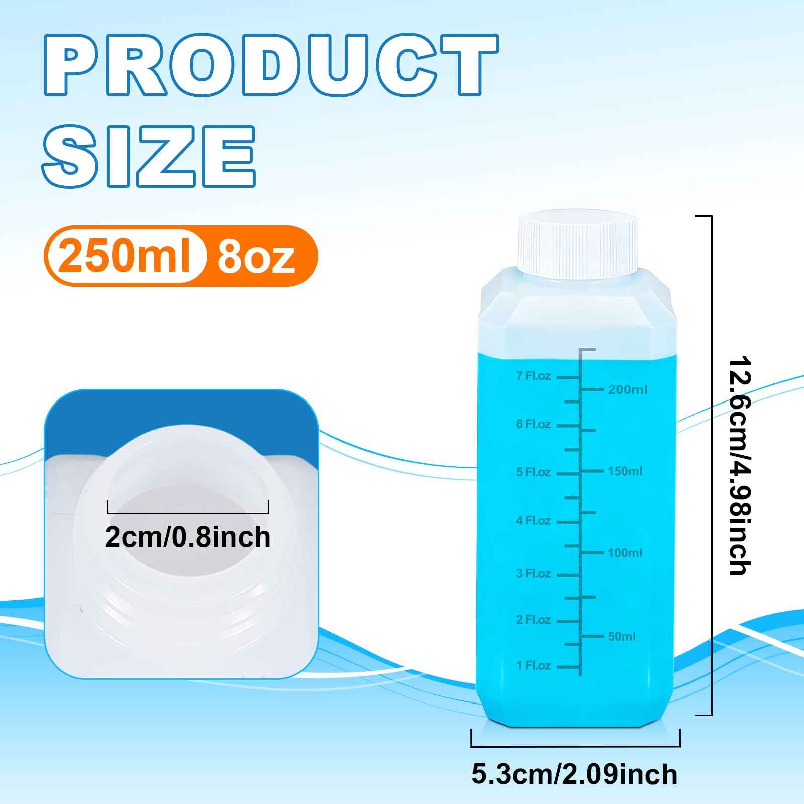 UMETASS 4 Pack 8oz Plastic Travel Bottles with Lids - Small Leak-Proof Containers for Liquid, Water, Pill Storage, Clear Empty Squeeze Bottles with Caps, BPA-Free