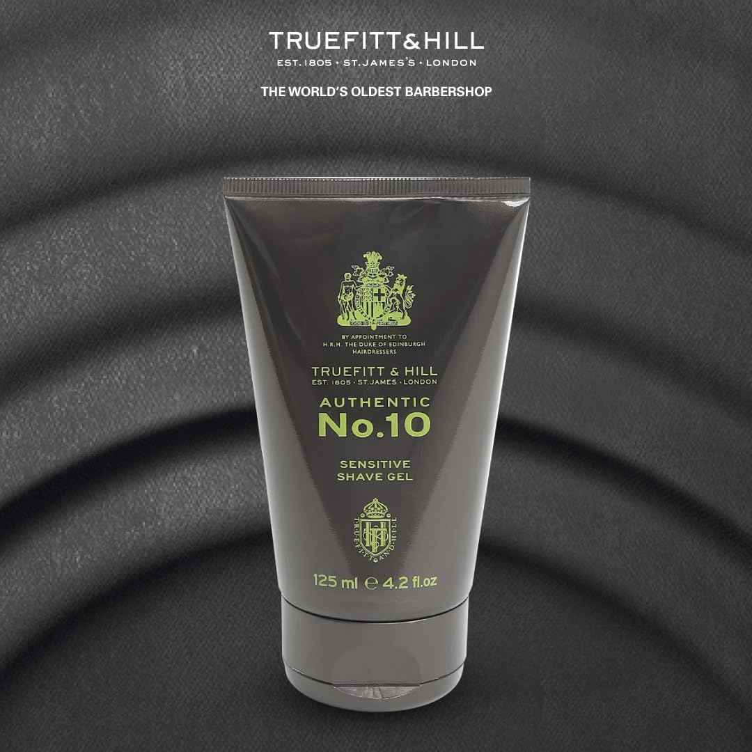 Truefitt & Hill Sensitive Shave Gel - No. 10 - Traditional Formula to Reduce Redness, and Swelling, Soothes and Calms Irritated Skin and Razor Burn for a Gentle Cooling Shave - 4.2 oz.