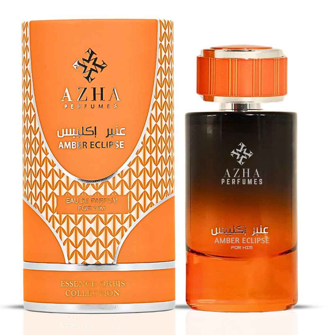 Azha Amber Eclipse For Him Eau De Parfum Spray 100ML(3.4 OZ) Long Lasting Arabian Perfume For Men - Radiant Clash of Citrus, Spice, Floral Oud & Smoky Depth Perfume Men for Timeless Scent Experience