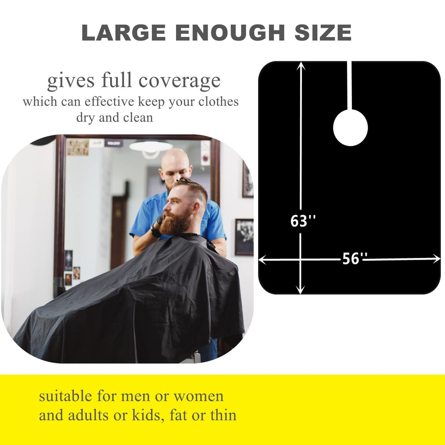 YELEGAI Barber Cape,Professional Salon Hair Cutting Cape,56x63 inches Large Hairdresser Cape for Haircut,Coloring,Makeup,Styling