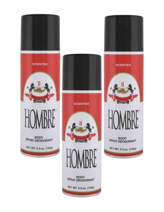Hombre Red Deodorant Body Spray Classic for Men 5.5oz-156g (3 Pack)