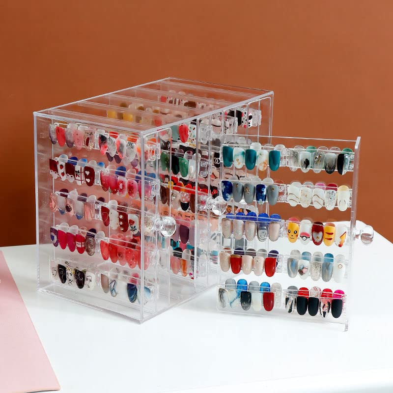 5 Tier Nail Organizers and Storage 100 Lattice Nail Art Display Board Clear Acrylic Removable Holder Shelves Display Rack Stand for Nail Art Nail Table
