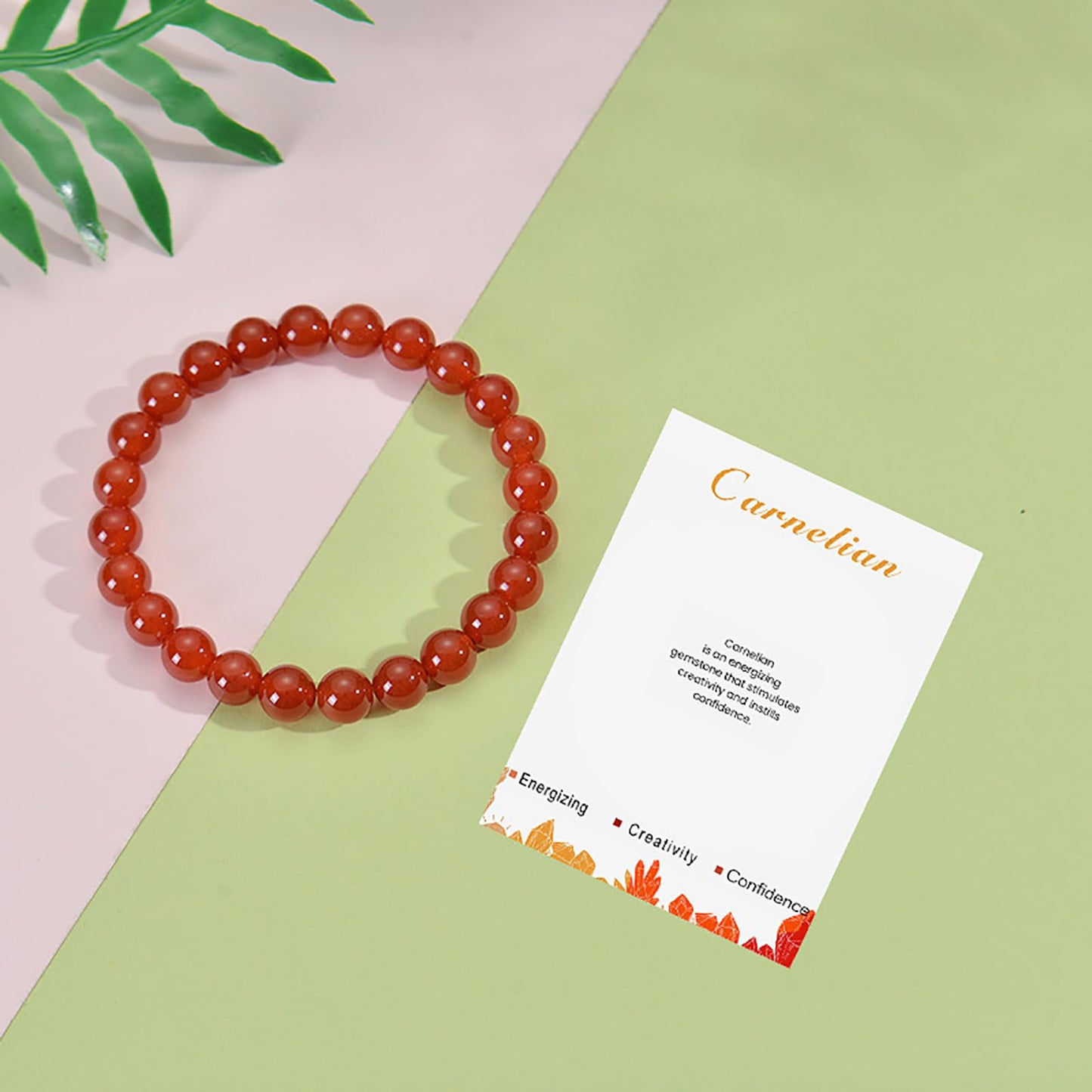 Carnelian Bracelet for Women 8mm Handmade Real Crystal Carnelian Bead Bracelet Natural Stone Bracelet Stretch Gemstone Bracelets Carnelian Jewelry for Women Girls