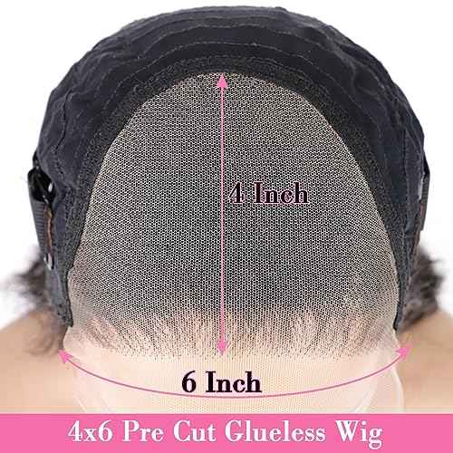 Glueless Wigs Human Hair Pre Plucked Pre Cut 20 Inch Body Wave Lace Front Wigs Human Hair for Women 6x4 HD Lace Closure Wigs with Elastic Drawstring 180% Density Nautural Color
