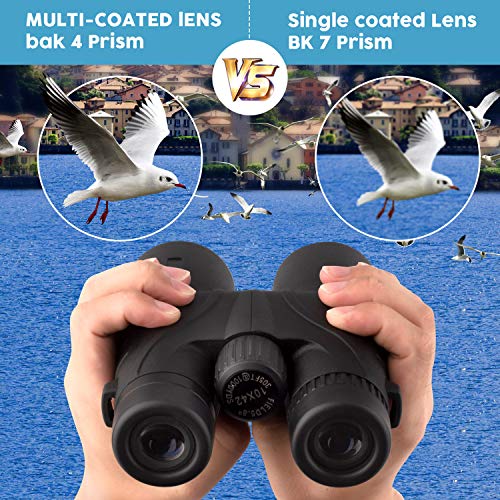 10x42 HD Binoculars for Bird Watching & Hunting - Lightweight BAK4 Prism