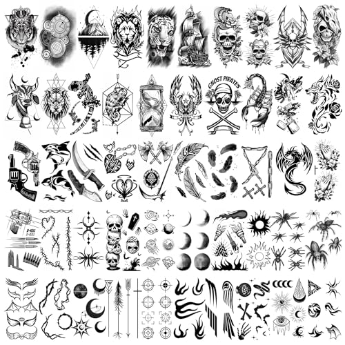 Cerlaza 112 Sheet Temporary Tattoos for Men