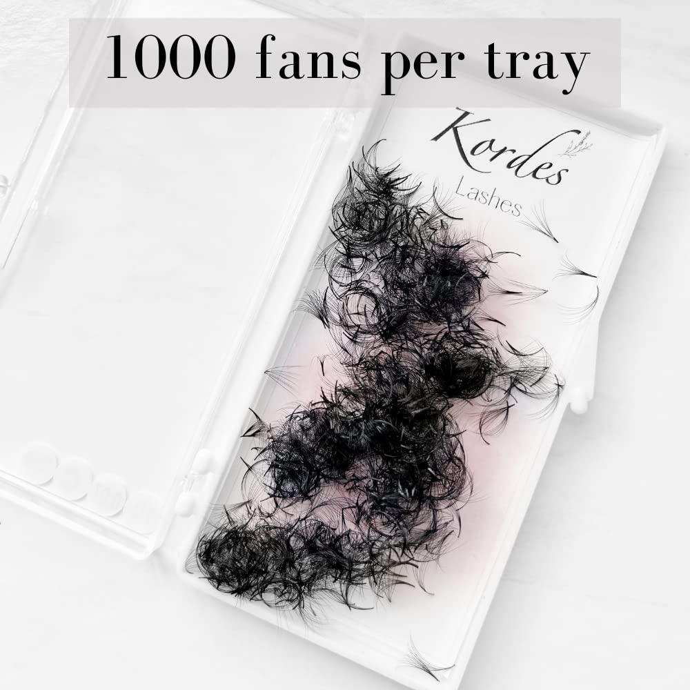 1000pcs 7D Premade Fans Eyelash Extensions - 7D Volume Eyelash Extensions C Curl - 1000 handmade fans - 0.7mm thick (12mm)