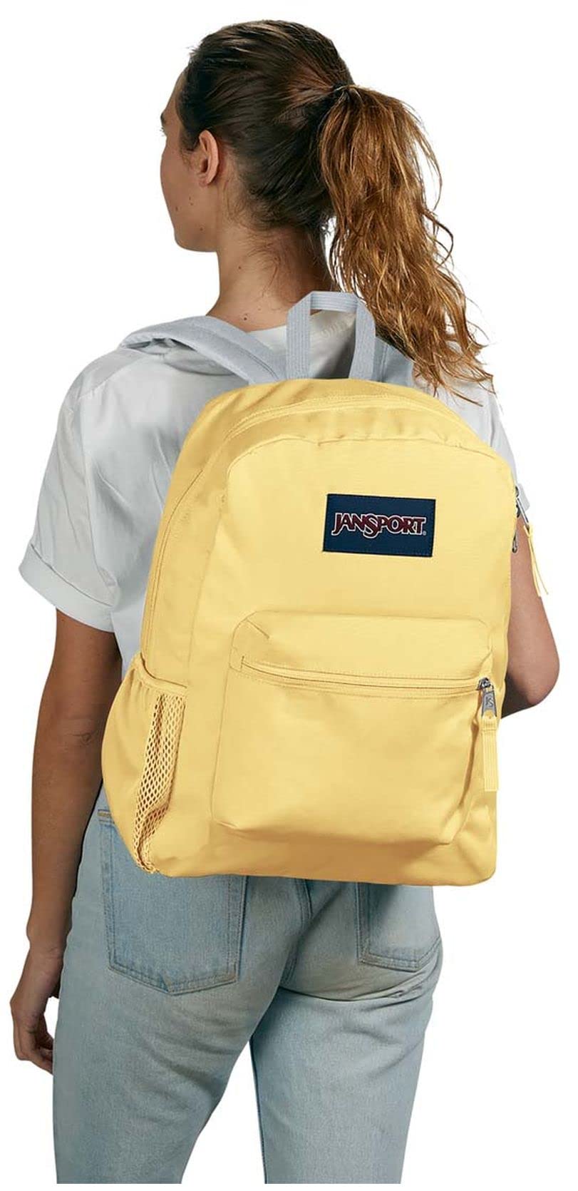 JanSport Cross Town Backpack 17" x 12.5" x 6" - Simple Bag for Everyone with 1 Main Compartment, Front Utility Pocket - Premium Class Accessories - Pale Banana