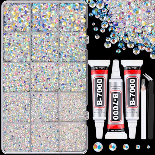 Transparent AB Resin Rhinestones 16000pcs + 3 B7000 Jewelry Glue - Craft & DIY