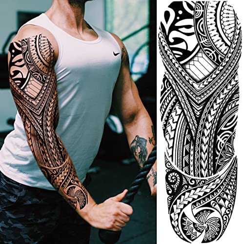 Tribal Totem Full Sleeve Temporary Tattoos for Men & Women, 8-Sheet