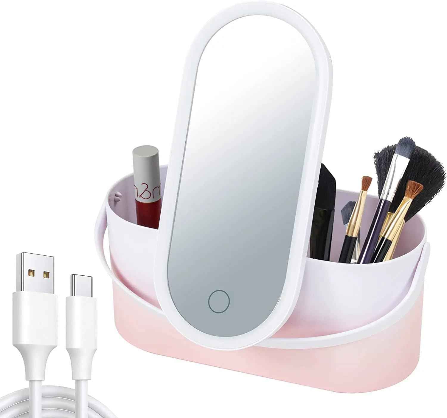 LED Makeup Case with Mirror – Portable Cosmetic Organizer with Lights, Travel Vanity Box for Women, Rotating and Detachable Mirror