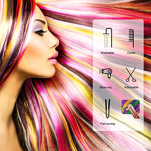 Hair Tinsel Extensions Kit - 1000 Strands, 47", Red Glitter