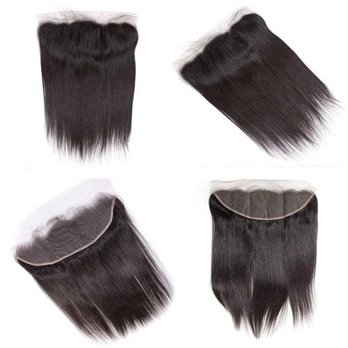 13x4 Ear to Ear Hd Lace Frontal Closure Human Hair Straight 100% Unprocessed Brazilian Virgin Human Hair Front Closure HD Transparent Lace Frontal Pre Plucked with Baby Hair 14 Inch Natural Color