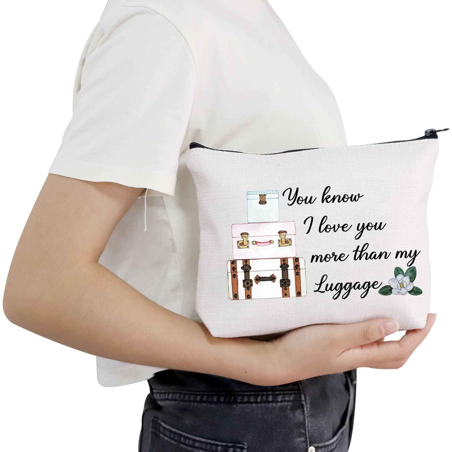POFULL Movie Inspired Gift Romance Movie Lover Gift You Know I Love You More than my Luggage Cosmetic Bag For Women