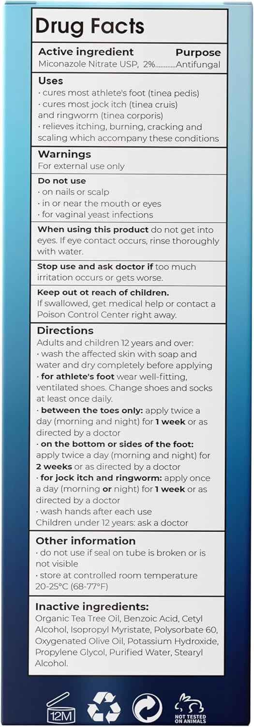 Foot Cream | Athlete’s Foot Cream for Cracked Heels, Dry Skin & Itchy Feet | Relieves Itching, Burning & Redness | Antifungal Treatment Helps with Nail Fungus, Jock Itch & Ringworm | 4.05 fl oz